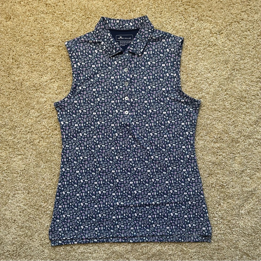 Peter‎ Millar Women’s Sleeveless Polo Playing Card Casino Print Golf Top Size S